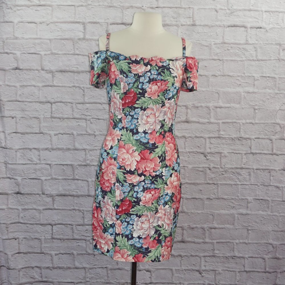 Vintage 80s Floral Cotton Dress